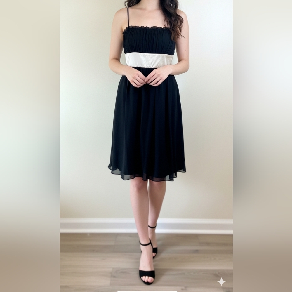 Nine West Black and Cream Dress; Size 12